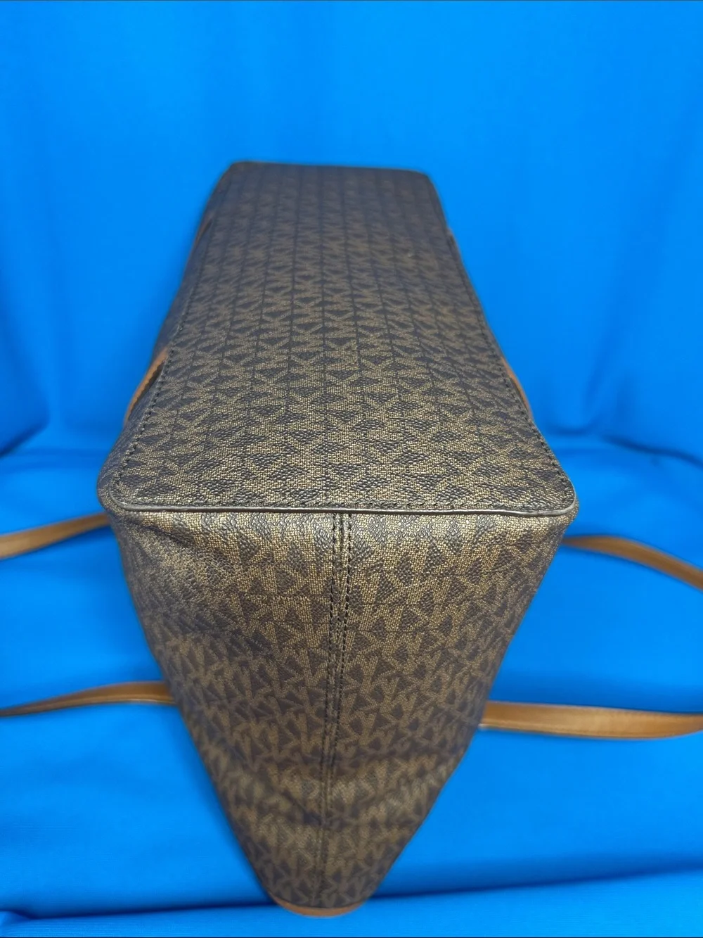 MICHAEL KORS LARGE SADY CARRYALL BROWN SIGNATURE LOGO LAPTOP / SHOULDER TOTE BAG